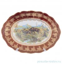 Блюдо 36 см овальное &quot;Корона /Аристократ /Охота красная&quot; / 273508