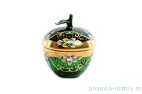 Вазочка 15,5 см с крышкой-яблоко &quot;Лепка зелёная&quot; SC / 151016