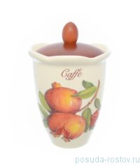 Банка для сыпучих продуктов 19 см с деревянной крышкой Кофе 750 мл &quot;Artigianato ceramico /Гранат&quot; / 232981