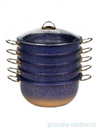 Мантоварка 30 х 14 см стеклянная крышка антипр. покрытие 6,8 л голубая &quot;GRANITE STEAMER SET&quot; / 295706