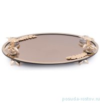 Поднос овальный н/н &quot;Цветы /Gold&quot; / 245109