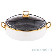 Сотейник 28 см с крышкой эмалированный антипригарное мраморное покрытие 4,5 л белый &quot;Agness /Тюдор&quot; / 196435
