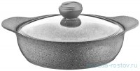 Сотейник 26 х 8 см антипригарное покрытие крышка стеклянная 3,65 л серый &quot;GRANITE SINGLES&quot; / 295659