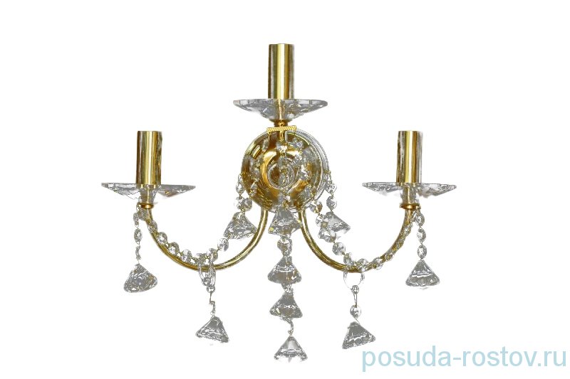 Бра 3 рожковый хрусталь /золото "Биджев" длина-41 см, высота-25 см / 049825