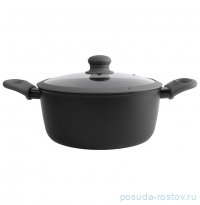 Кастрюля 24 см с крышкой антипригарное покрытие 3,9 л серо-черная &quot;Robust&quot; / 374689