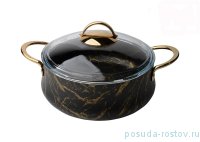 Кастрюля 24 см с крышкой чёрная &quot;Пачи /Марбл Голд&quot; / 229998