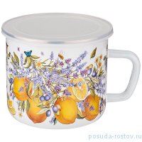 Кружка 14 х 12 см эмалированная с пластиковой крышкой 1,5 л &quot;Лимоны&quot; / 271618