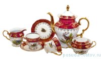Кофейный сервиз на 6 персон 15 предметов высокие &quot;Аляска /Охота красная&quot; / 204856