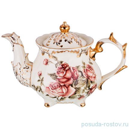 Заварочный чайник 1,3 л н/н с золотой ручкой &quot;корейская роза&quot; / 187783