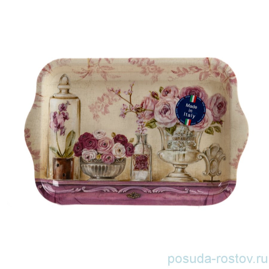 Поднос 22 х 15 см с ручками "Розы" / 153215