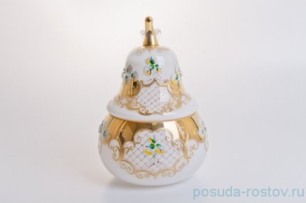 Ваза с крышкой - груша &quot;Лепка белая&quot; большая / 046753