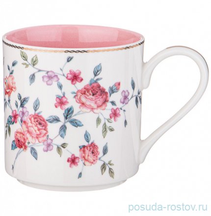 Кружка 360 мл &quot;Blossom /С розами&quot; с розовым внутри / 323086