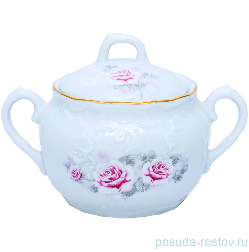 Сахарница 200 мл "Рококо /Серая роза /золото" / 159449