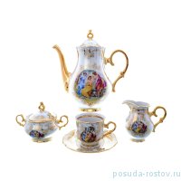 Кофейный сервиз мокко на 6 персон 15 предметов &quot;Корона /Мадонна перламутр&quot; / 169528