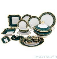 Столовый сервиз на 6 персон 30 предметов &quot;Ювел /Зелёный с золотым узором&quot;  / 057483