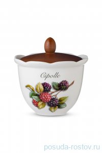 Банка для сыпучих продуктов 16 см с деревянной крышкой Лук &quot;Artigianato ceramico /Лесные ягоды&quot;  / 243551