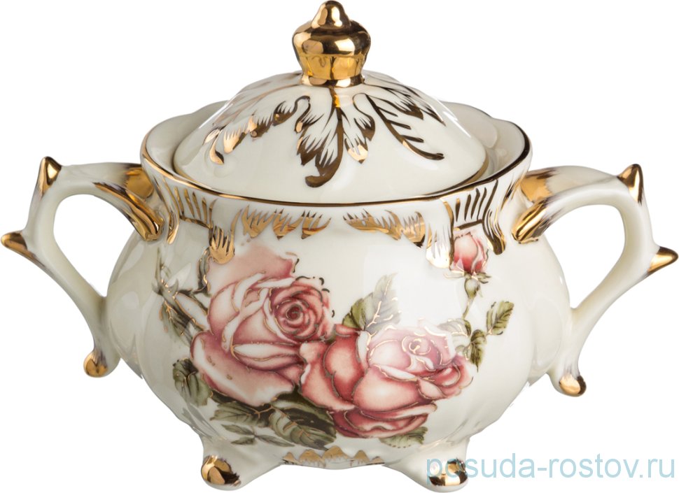 Сахарница 425 мл  н/н с ручками "корейская роза" / 187784