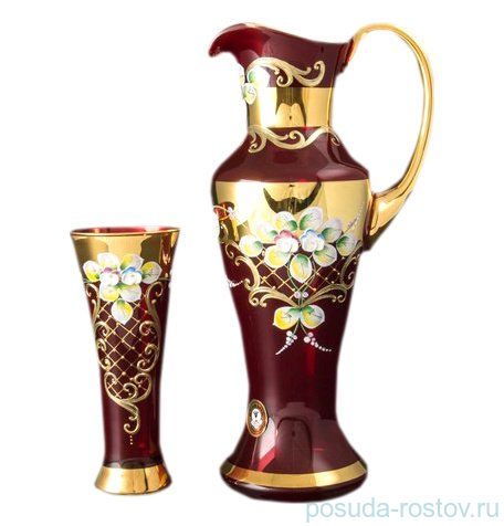 Набор для воды 7 предметов (кувшин + 6 стаканов) "Иксовка /Лепка красный" / 038826
