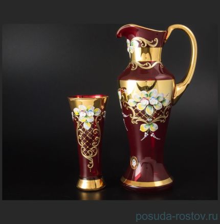 Набор для воды 7 предметов (кувшин + 6 стаканов) &quot;Иксовка /Лепка красный&quot; / 038826