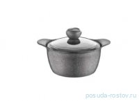 Кастрюля 26 х 13 см стеклянная крышка антипригарное покрытие 5,6 л серая &quot;GRANITE SINGLES&quot; / 295738