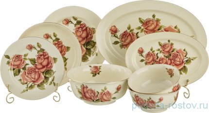 Столовый сервиз на 6 персон 23 предмета (без супника) &quot;Корейская роза&quot; / 186424