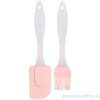 Набор 2 предмета (лопатка 23 х 5 см + кисточка 20 х 4 см) силиконовые /розовый / 272207