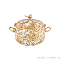 Кастрюля 18 см с крышкой эмалированная 2,8 л белая &quot;Agness /Ренессанс /Розы&quot; / 210641