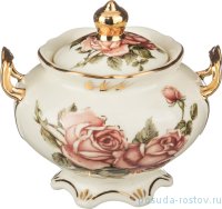 Сахарница 350 мл с золотыми ручками &quot;корейская роза&quot; / 187785