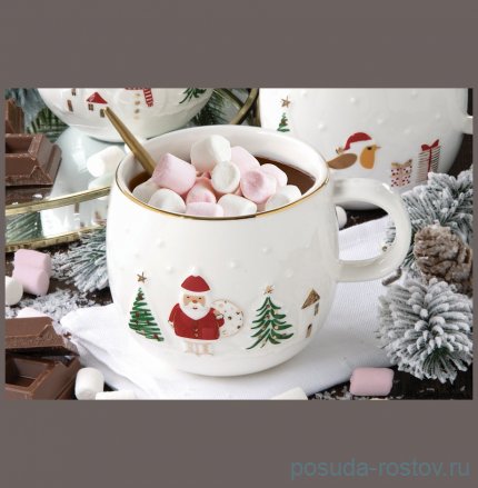 Кружка 400 мл с золотым кантом &quot;Дед Мороз /Let It Snow&quot; / 362007