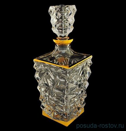 Графин для виски 900 мл &quot;Glacier /С золотом&quot; хрусталь Йиглава / 069110