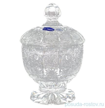 Вазочка 10 см с крышкой н/н &quot;Glasspo /Хрусталь резной&quot; / 079354