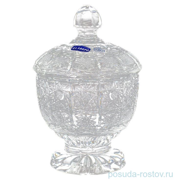 Вазочка 10 см с крышкой н/н "Glasspo /Хрусталь резной" / 079354