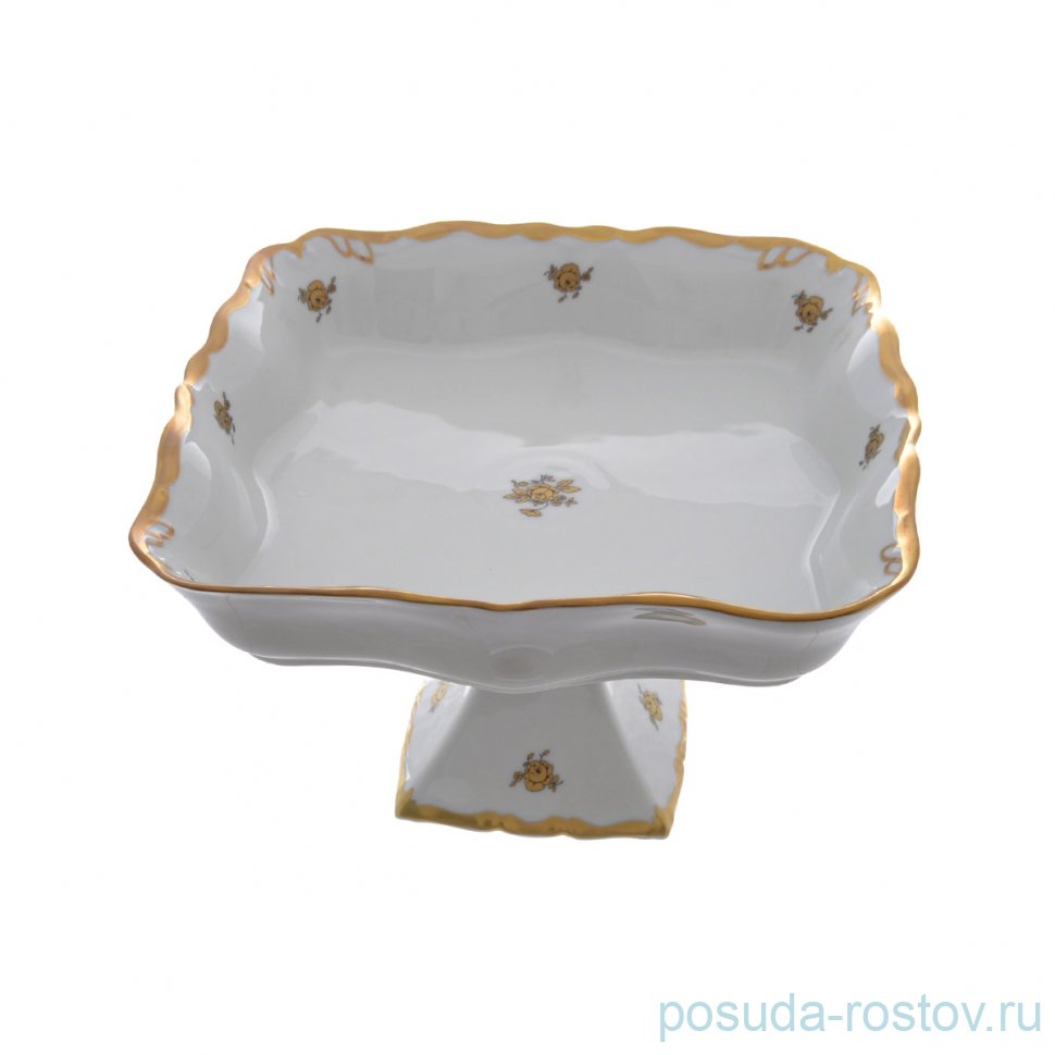 Блюдо 23 см квадратное н/н "Корона /Золотая роза" / 286696