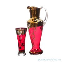 Набор для воды 7 предметов (кувшин 1,5 л + 6 стаканов по 300 мл &quot;Лепка красная&quot; AS Crystal / 313117