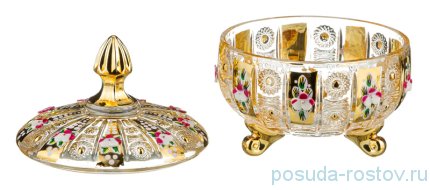 Конфетница 12 х 14 см 3-х ножках с крышкой &quot;Lefard Gold Glass&quot; / 199769