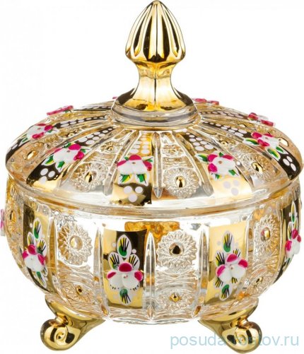 Конфетница 12 х 14 см 3-х ножках с крышкой &quot;Lefard Gold Glass&quot; / 199769