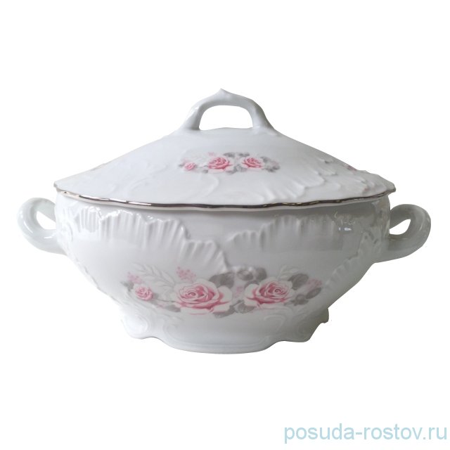 Соусник 300 мл с крышкой "Рококо /Серая роза /платина" / 169561