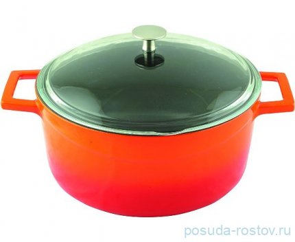 Кастрюля 28 см со стеклянной крышкой 6,7 л &quot;Lava /Orange&quot; / 221026