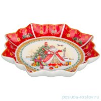 Блюдо 26 см Звезда красное &quot;С Новым годом! /Дед мороз&quot; / 225199