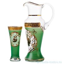 Набор для воды 7 предметов (кувшин + 6 стаканов) &quot;Иксовка /Антик /Охота зелёная&quot; / 043858