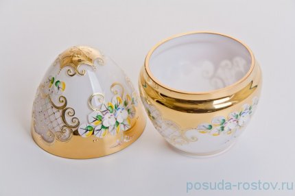 Вазочка h-19 см с крышкой - яйцо &quot;Лепка белая&quot; / 057416