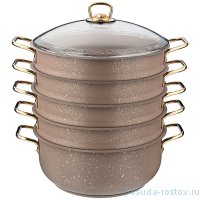 Кастрюля-мантоварка 28 см со стеклянной крышкой антипригарное покрытие 6,1 л &quot;Agness&quot; / 244475