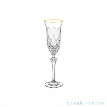Бокалы для шампанского 215 мл 6 шт &quot;Роза /Золотой кант&quot; / 343956