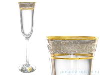 Бокалы для шампанского 160 мл 6 шт &quot;Флора /Узкая платина&quot; / 018380