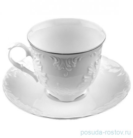 Кофейная пара 170 мл &quot;Рококо /Отводка платина&quot; (блюдце 12,5 см) / 128873