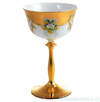 Креманки/мартинки 280 мл 6 шт &quot;Анжела /Лепка белая /AS Crystal&quot; золотая ножка  / 148130