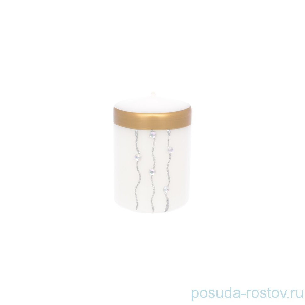 Свеча классическая 7 х 10 см "Gold ring" (лакированный белый) / 229303