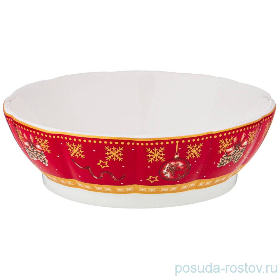 Розетка 12,5 х 3,5 см красная "С новым годом! /Елка" / 225192