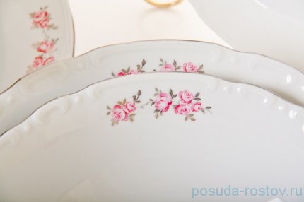 Столовый сервиз на 6 персон 26 предметов &quot;Констанция /Розовые розы /платина&quot; / 051217