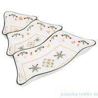 Менажница 24 х 24 х 5 см 3-х секционная &quot;Christmas Collection /Снежинка зелёная&quot; / 192439